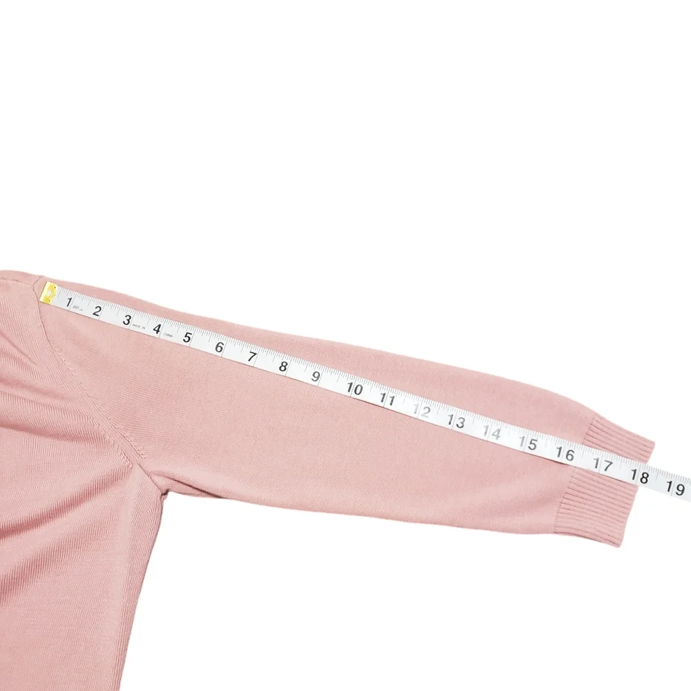 Talbots 3/4 Sleeve Front Pocket Zipper Back Sweater Pink Sz Small - Picture 9 of 13